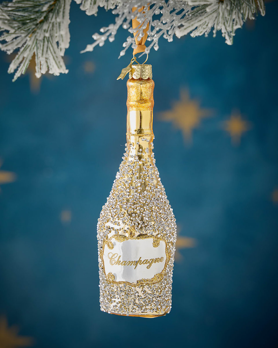 Embellished Champagne Bottle Christmas Ornament